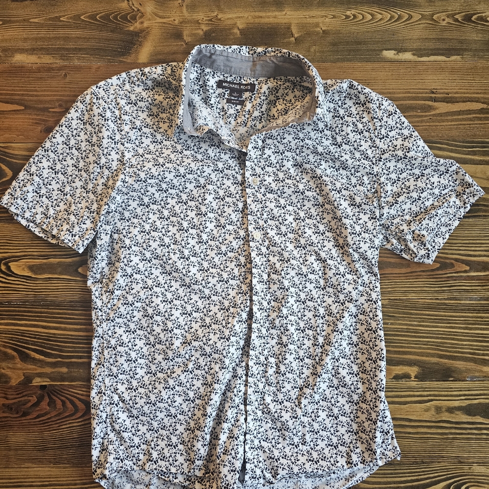 Michael Kors Black and White Floral Button Down Shirt